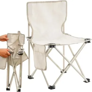 Cadeira Dobrável para Camping e Pesca Cadeira Praia com Bolso Lateral 70cm Branco Utibom Cadeira Dobrável para Camping e Pesca Praia com Bolso Lateral 70cm Branco Utibom