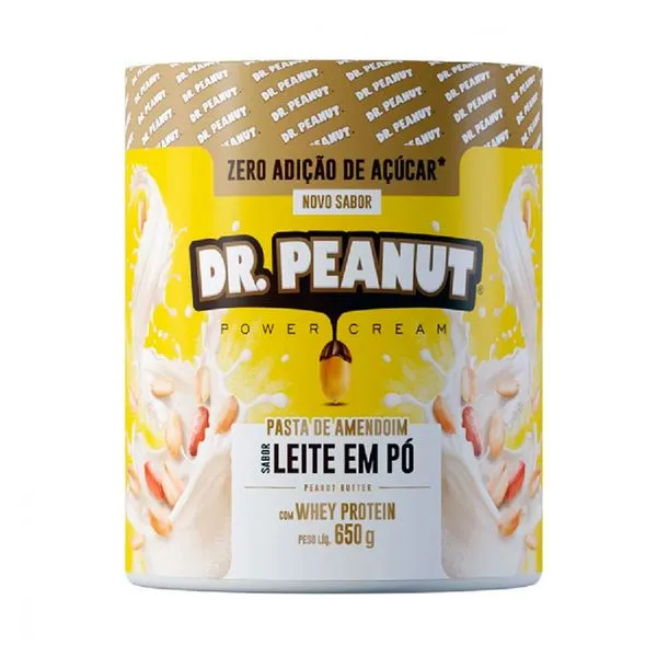 Pasta De Amendoim Dr Peanut Leite em Pó Com Whey Protein 650g
