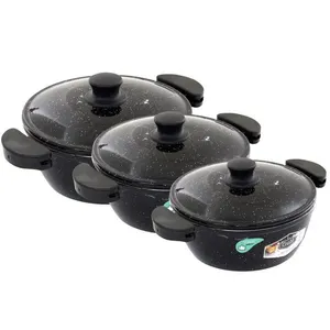 Kit Panelas Gulê Alumínio 900ml 1,45l 1,75l 3 Peças Preto