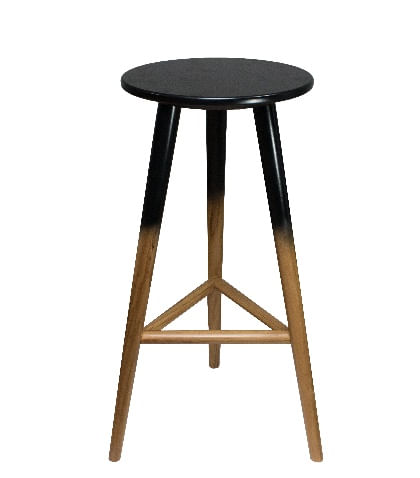 Banqueta de Madeira Retro Massol Alt: 72cm. Preto