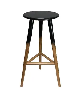 Banqueta de Madeira Retro Massol Alt: 72cm. Preto
