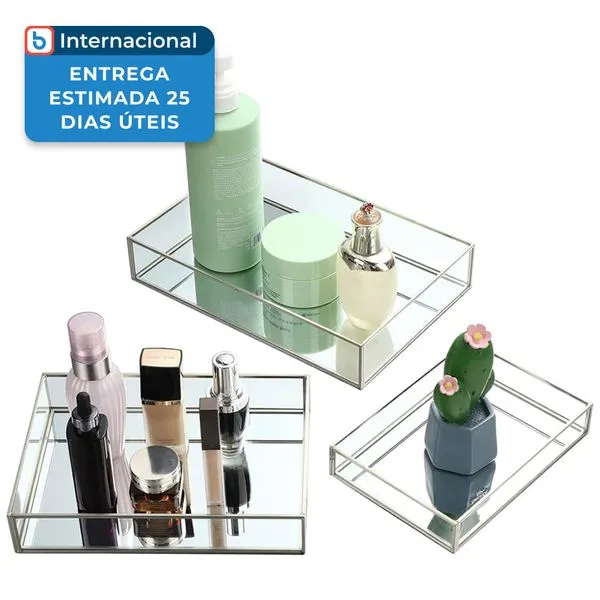 Organizador De Banheiro Jetec 03 Peças Prateado A-MBI