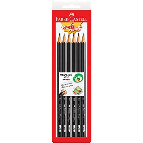 Lápis Faber Castell Preto HB 6 unidades