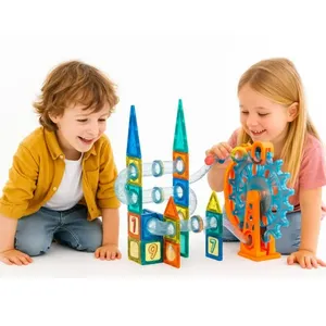 Brinquedo Educativo Jogo Bloco Magnético com Mecanismo 71 Pç