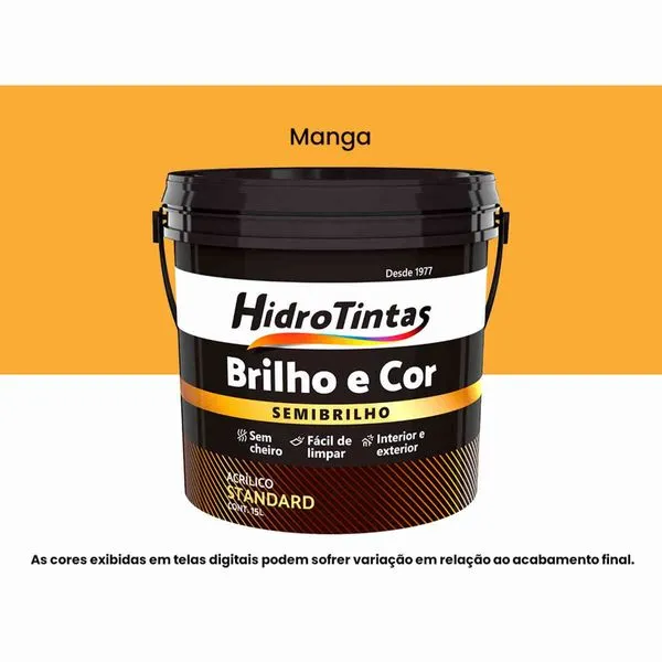 Tinta Acrílica Hidrotintas Standard Semibrilho 15L Brilho e Cor Manga (MP)