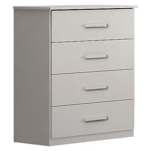 Cômoda Rubi 4 Gavetas em MDF com Puxador de Madeira Branco com Corrediças Telescópicas Cômoda Rubi 4 Gavetas Branco - Leifer Móveis