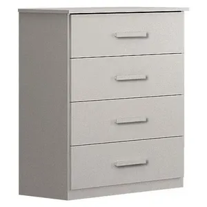 Cômoda Rubi 4 Gavetas em MDF com Puxador de Madeira Branco com Corrediças Telescópicas Cômoda Rubi 4 Gavetas Branco - Leifer Móveis