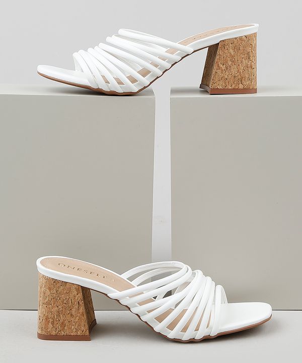 Tamanco Feminino Oneself Salto Quadrado com Cortiça Branco 39