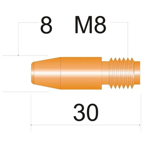 Bico de contato 1,2 mm x 30 mm para tocha SBME 450 / 470 - OXIMIG