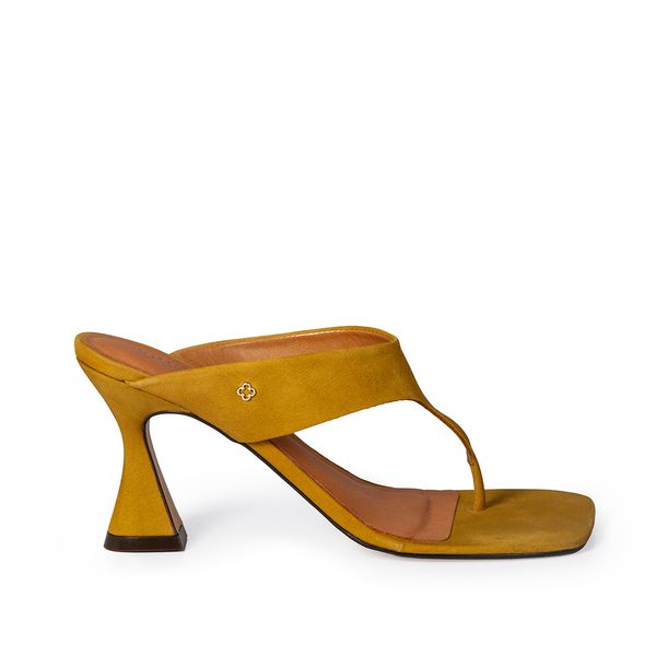 Mule Salto Alto Couro Amarelo Citrino 40