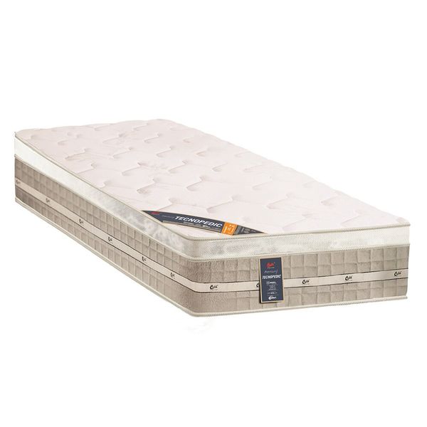 Colchão Solteiro Premium com Euro Pillow e Molas Tecnopedic System 30x88x188 cm Castor Branco com Bege