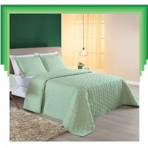 Colcha Cobre Leito Valença King 3 Peças Dupla Face - Verde