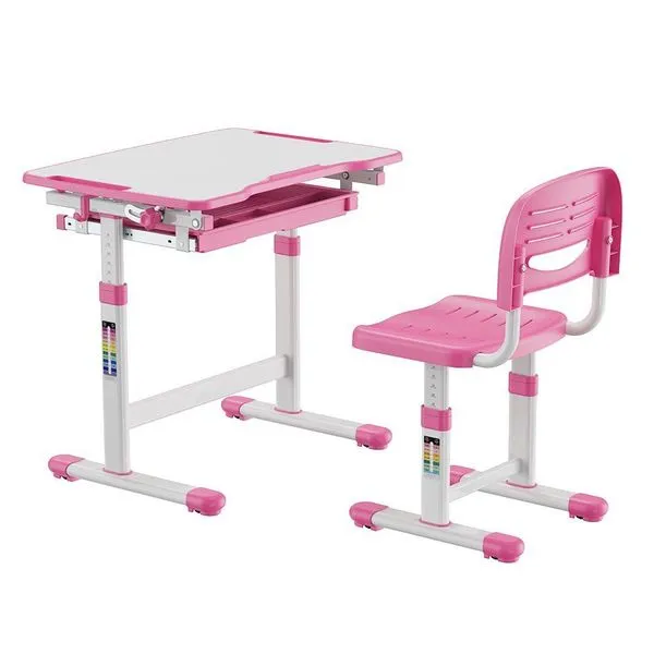 Mesa E Cadeira Infantil Estudos E Desenho Regulável B207-pink Rosa