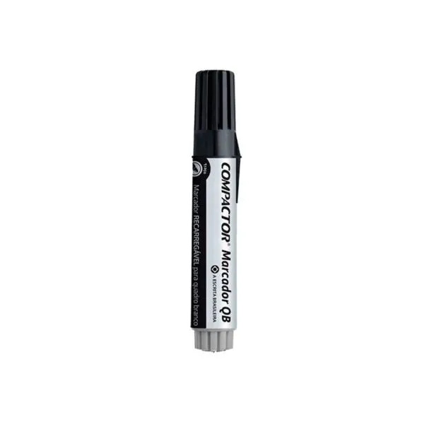 Marcador para Quadro Branco Compactor QB COMPACTOR Recarregável com Escrita Macia e Secagem Rápida 1 Unidade Preto Marcador Quadro Branco Recarregável Qb Compactor Preto