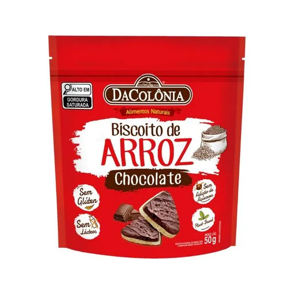 Biscoito De Arroz Dacolônia Chocolate Zero 50g BISCOITO DE ARROZ DACOLONIA 50G CHOCOLAT