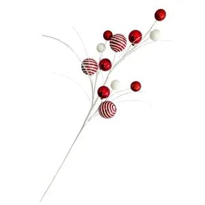 Galho Decorativo de Natal Bolas Coloridas 70cm para Arranjos com Mini Bolinhas Vermelho Tok da Casa Galho Decorativo de Natal Bolas Coloridas 70cm com Mini Bolinhas Vermelho Tok da Casa