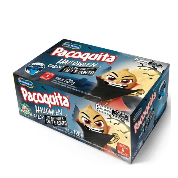 Paçoquita Halloween Sabor Meia Noite Eu Te Conto 8 Unidades