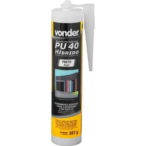 Selante de poliuretano híbrido PU40 preto 387g (embalagem com 12 unidades) VONDER