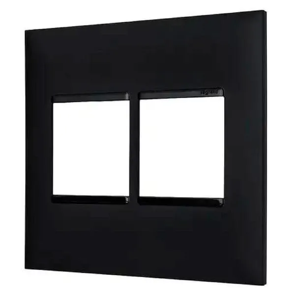 Placa 4x4" Legrand Pial Plus+ 2 Seções + 2 Seções Adjacentes Preto 618512PT (MP)