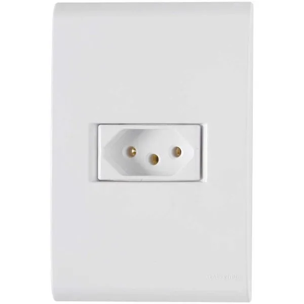 Tomada de embutir 2P+T 20A com espelho branco 4x2" 57170/013 - TRAMONTINA