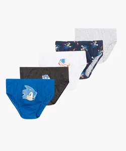 kit de 5 cuecas de algodão infantil sonic sortido 8