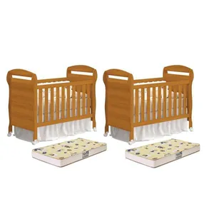 Kit Gêmeos Berço Mini Cama Danny Savana Com Colchões Supreme - Reller Móveis Savana