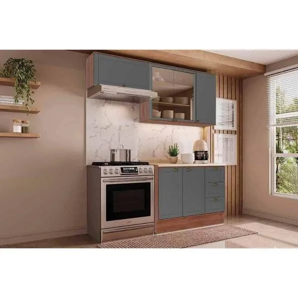 Cozinha Modulada Carraro Bella Carraro 3 Peças C3P23 Nogal/Cinza