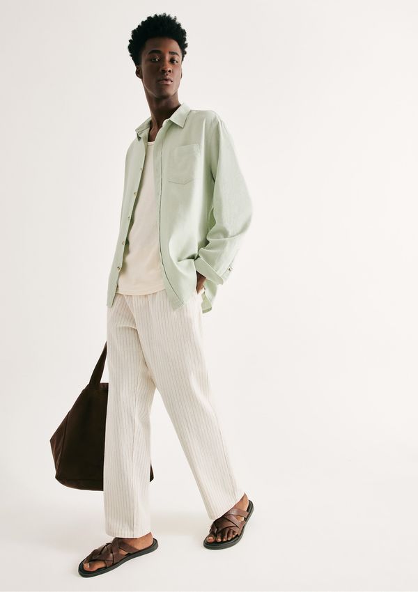 Calça Masculina Reta Chino Risca De Giz - Off white 038