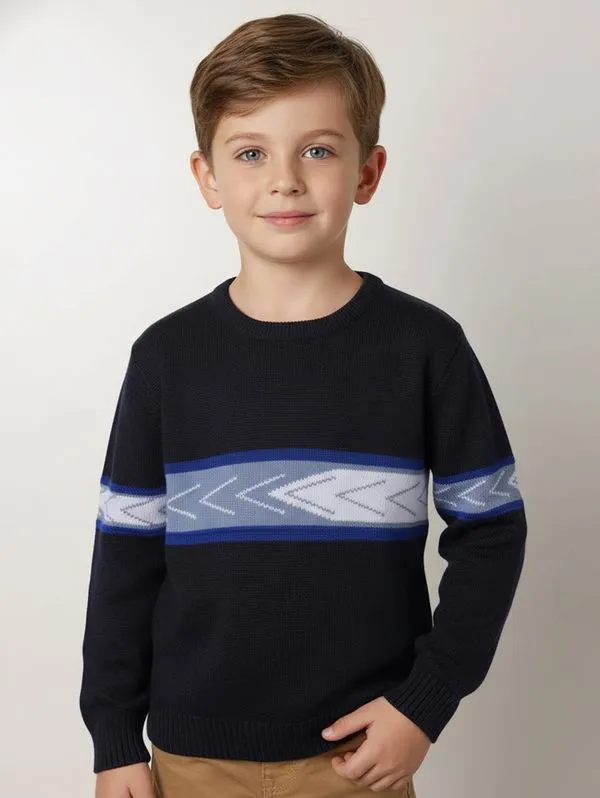 Blusão Tricot Infantil Para Menino - MARINHO/AZUL/BRANCO 4
