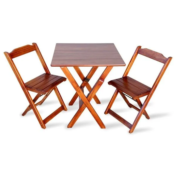 Conjunto Com Jogo De Mesa Dobravel 60x60 Com 2 Cadeiras Imbuia - Tarimata - Cor: Marrom