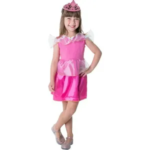 Fantasia Infantil Kit Princesa Rosa Gg com Coroa em Poliéster para Menina Fantasia Infantil Kit Princesa Rosa Gg com Coroa em Poliéster