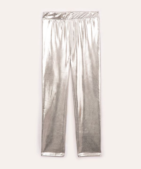calça legging infantil metalizada prata 12