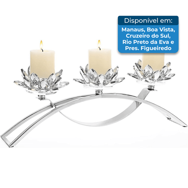 Porta-Velas Com 3 Braços Para Centro De Mesa Ownmy Prata A-MBI