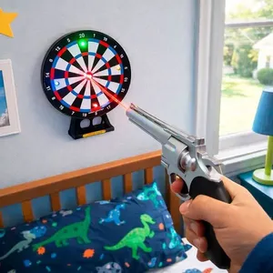 Brinquedo Pistola com Alvo Musical Eletrônico Laser Luzes LED Som Interativo Preto Brinquedo Pistola com Alvo Musical Eletrônico Laser Efeitos de Luz LED Preto