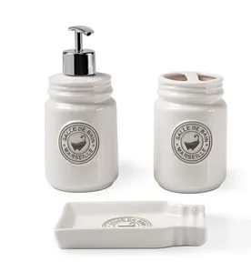 Conjunto Banho Pottery 3 Peças Branco Brinox