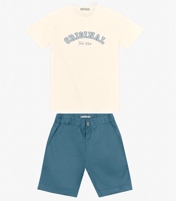 Conjunto Masculino Camiseta com Bermuda Trick Nick Off White 10