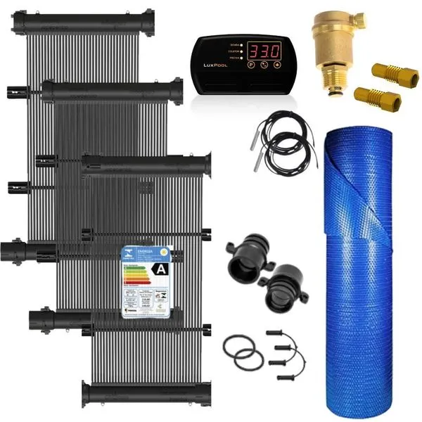 Kit de Aquecimento Solar para Piscina Teksol Até 22m2 Ou 29000L com Controlador de Temperatura Bivolt KS Aquecedores Kit Aquecimento Solar Piscina Teksol Até 22m2 Ou 29000L com Controlador Bivolt KS Aquecedores