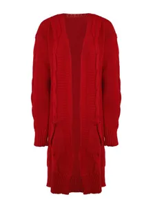 Casaco Tricot Alongado Feminino VERMELHO
