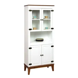 Cristaleira com 2 Portas de Vidro - Amêndoa/Branco