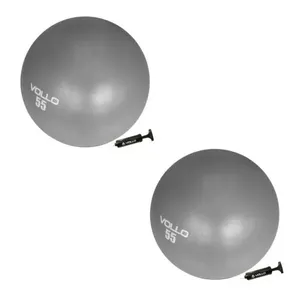 Kit 2 Bola Suíça de Ginástica Pilates 55cm Antiestouro Cinza com Bomba Vollo Sports Kit 2 Bola Suíça de Ginástica Pilates 55cm Antiestouro Cinza Vollo Sports