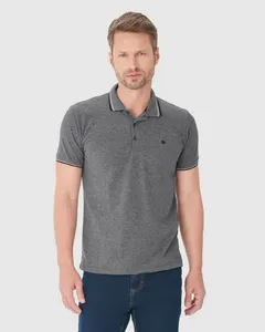 Camisa Polo Básica Masculina Em Piquet Premium Cinza - GG