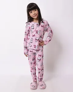 Pijama Infantil Longo Canelado Snoopy Rosa 8