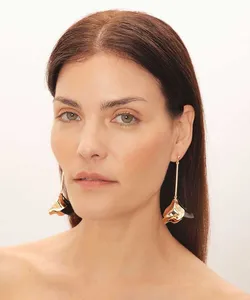 brinco alongado de flor mindset dourado Único