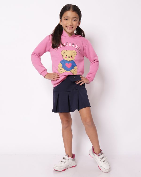 Saia Infantil Plissada Crepe Marinho 6