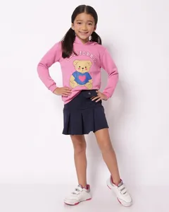 Saia Infantil Plissada Crepe Marinho 6