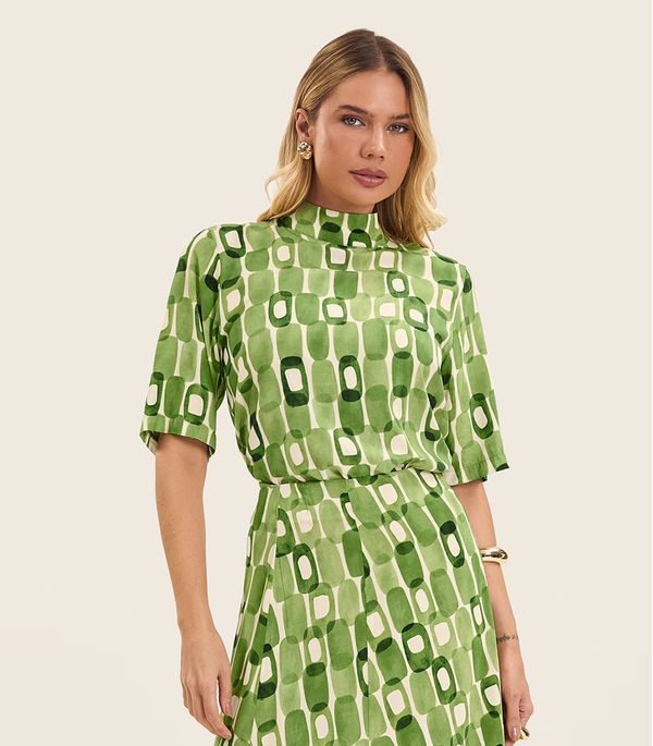 Blusa Feminina Estampada Gola Alta Endless Verde GG