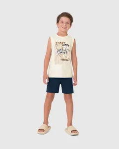 Pijama Infantil Menino Regata Estampa Frontal Em Algodão Malwee Kids Off White - 2