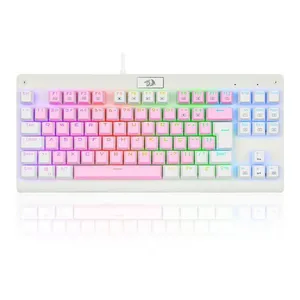Teclado Mecânico Gamer Redragon Dark Avenger, RGB, Switch Brown, ABNT2, TKL, Rosa e Branco Único / Rosa
