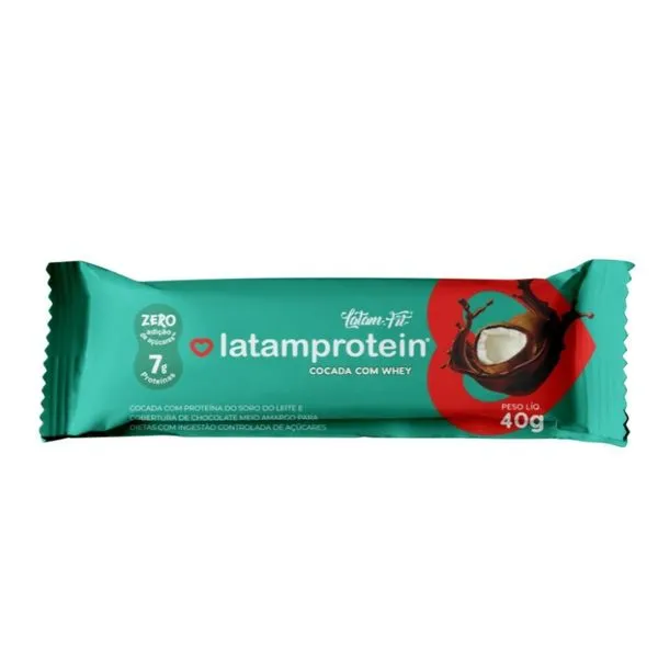 Cocada Latamprotein com Cobertura Chocolate Meio Amargo e Whey 40g