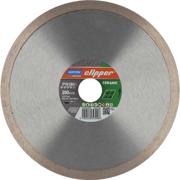Disco Diamantado 200mm F25,4 Clipper Liso Premium - Norton
